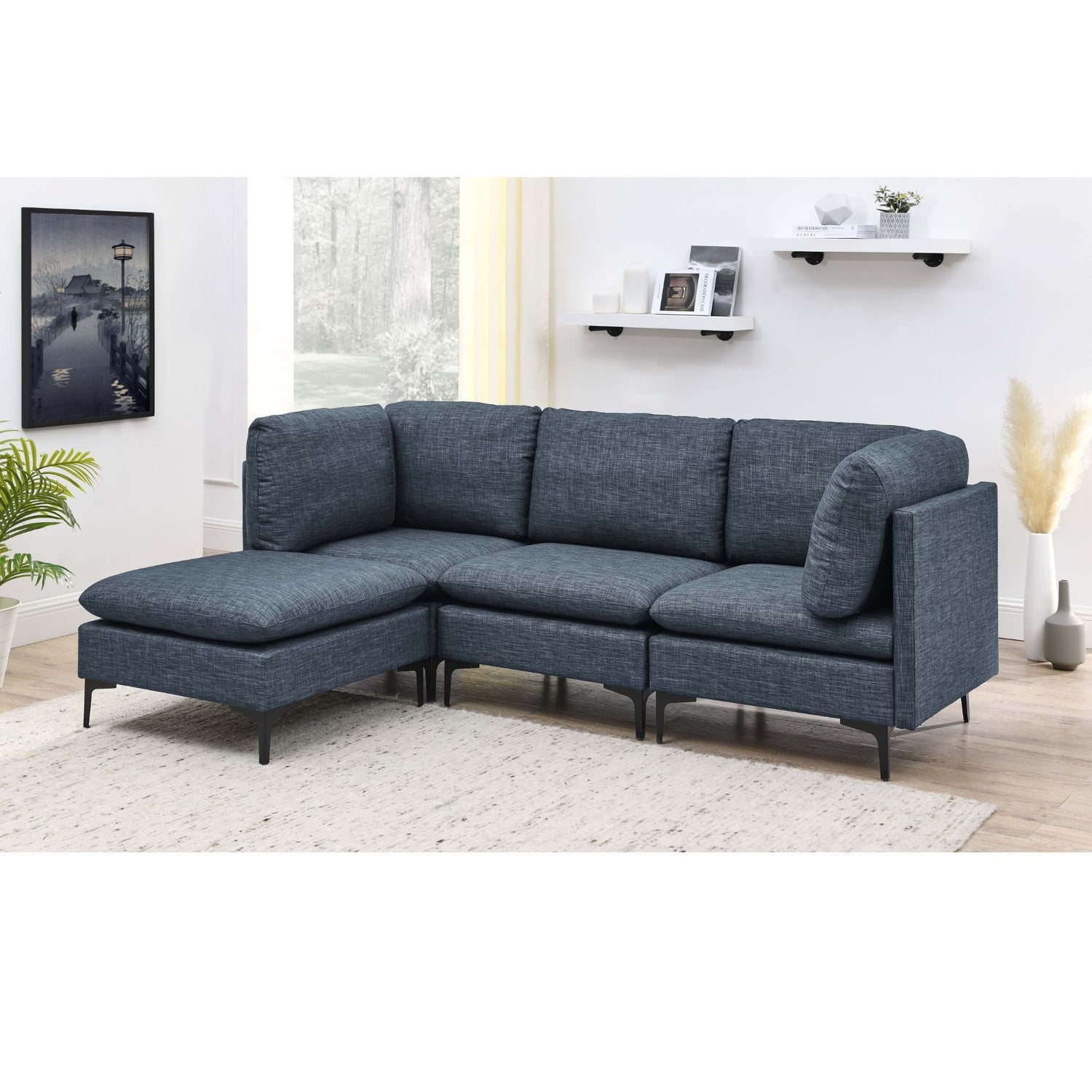 Upholstered Modular Sectional &amp; Tall Legs