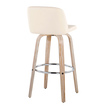 Toriano - Contemporary Fixed Height Barstool With Swivel &amp; Round Footrest (Set of 2)