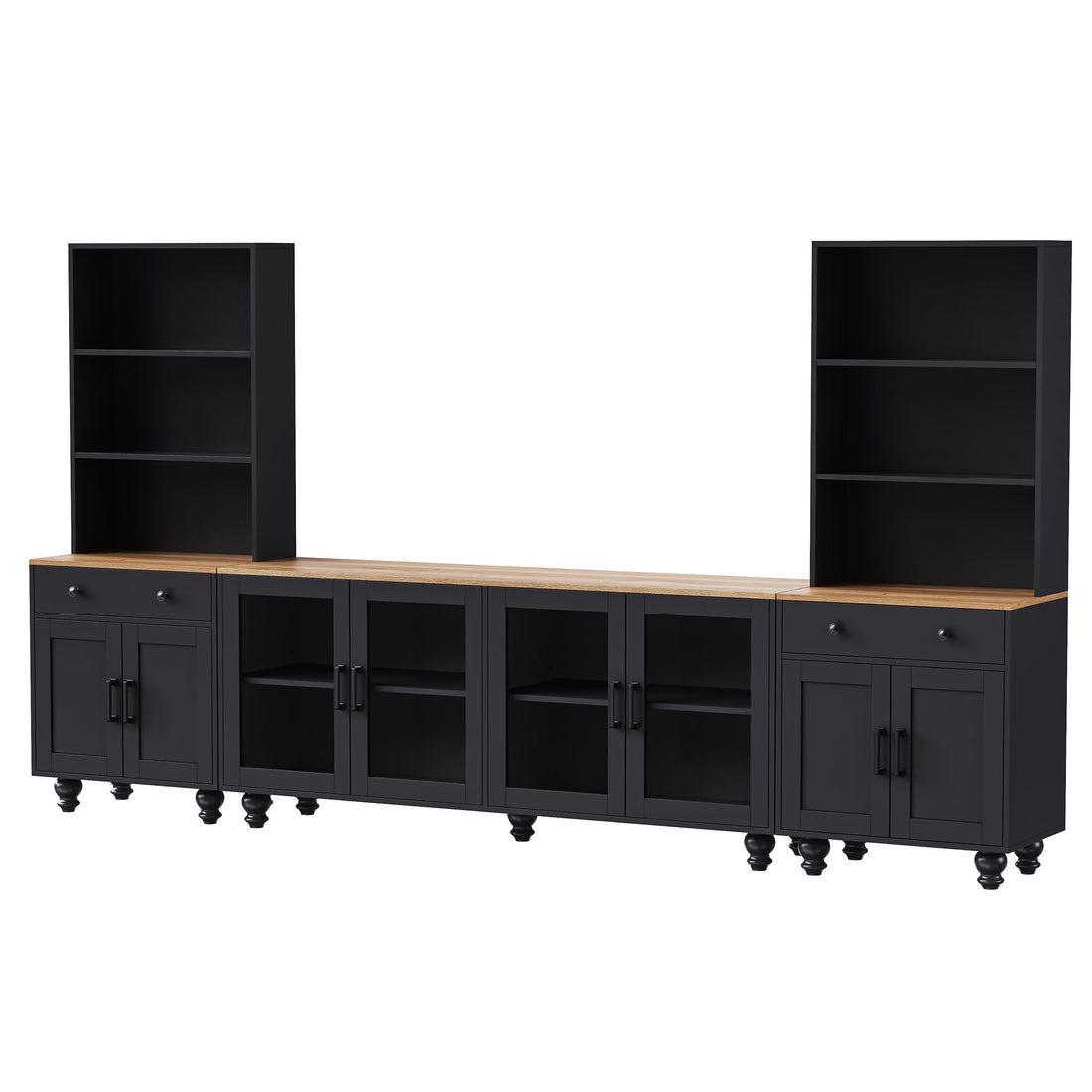 Farmhouse TV Stand With Solid Wood Gourd Shaped Legs For TVs Up To 70&quot;