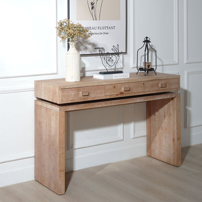 Rustic Wood Console Table With 3 Drawers Entryway Table For Hallway, Foyer, Or Office - Natural / Natural &amp; Light Brown / Natural Wood / Natural Wood Wash / Natural / Rustic