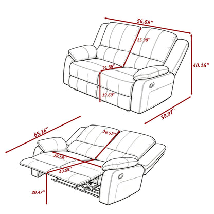 2 Seat Manual Reclining Loveseat With 150° Recline &amp; Footrest - Black