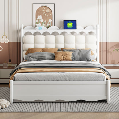 Storage Platform Bed, With 2 Big Drawers, Trundle, One Set Of Sockets &amp; USB Ports