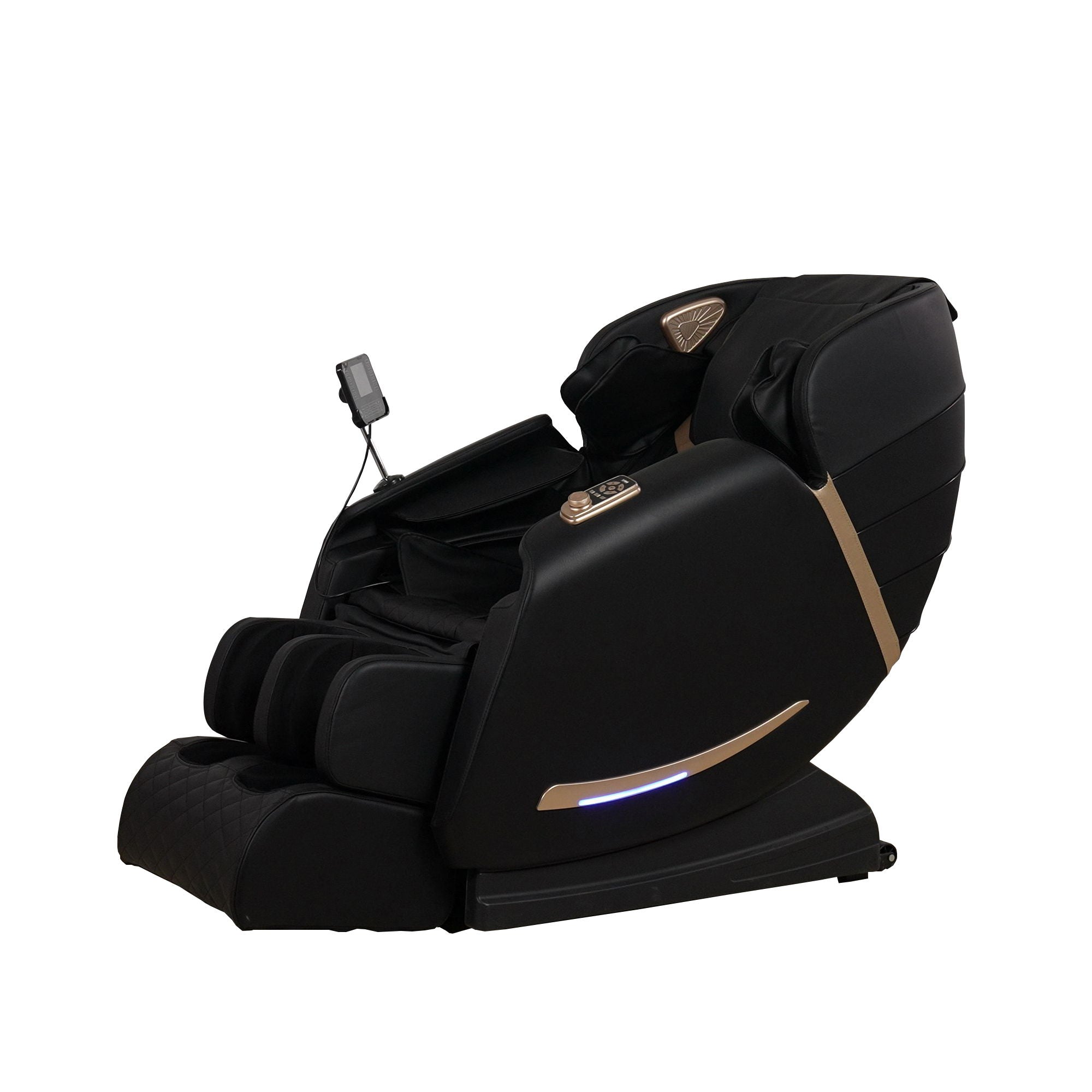 Full Body Massage Chair With Zero Gravity Recliner, With Two Control Panel: Smart Large Screen &amp; Rotary Switch, Spot Kneading And Heating - Black
