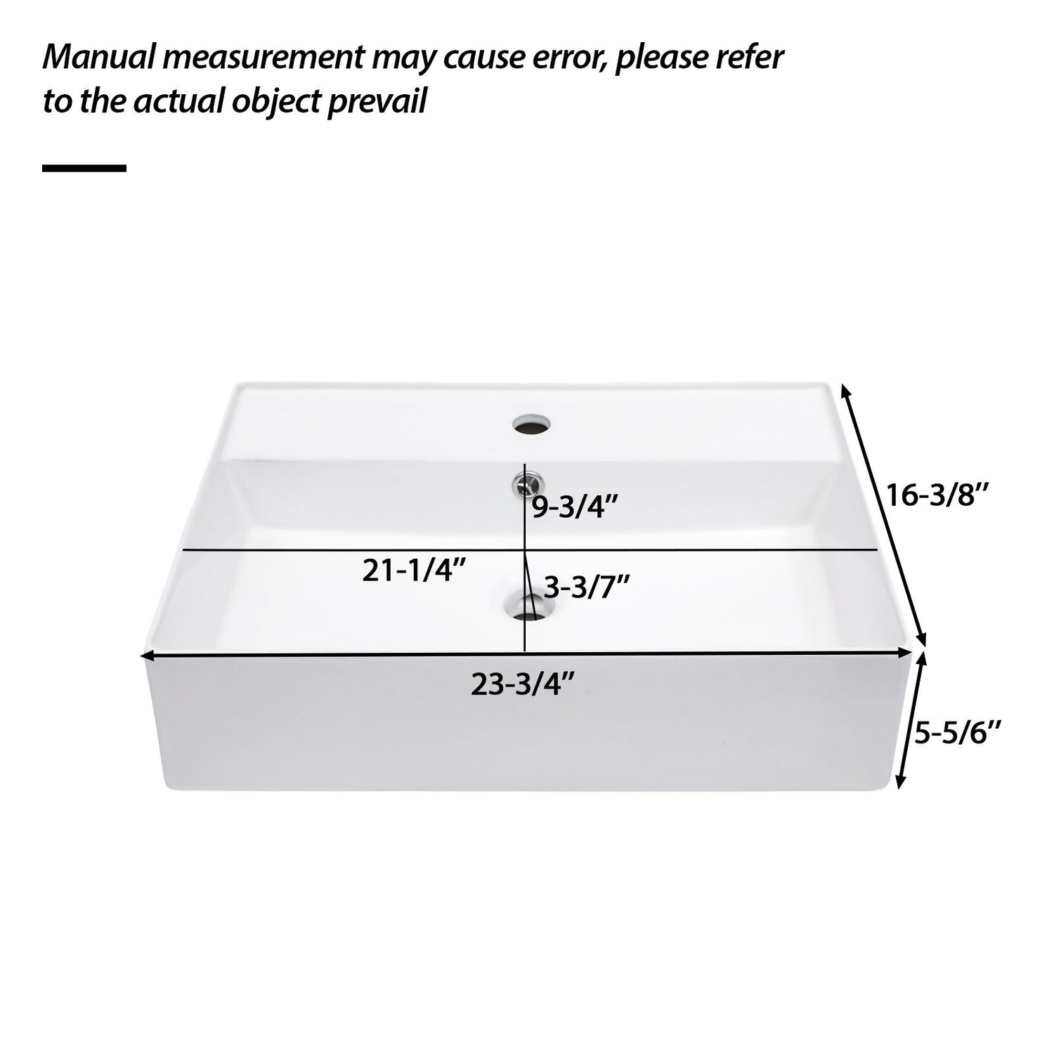 Modern Ceramic Rectangular Wall Mounted Bathroom Sink With Faucet Hole &amp; Overflow