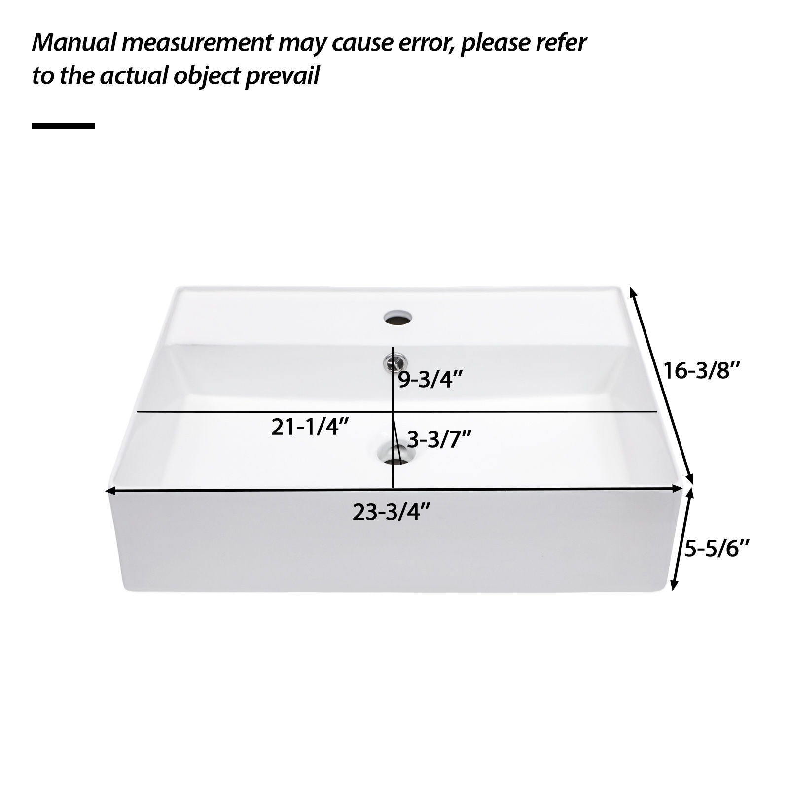 Modern Ceramic Rectangular Wall Mounted Bathroom Sink With Faucet Hole &amp; Overflow