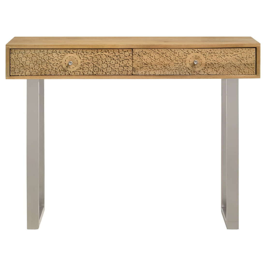 Harmony - 2 Drawer Table With Sled Base In Tones Accents - Natural