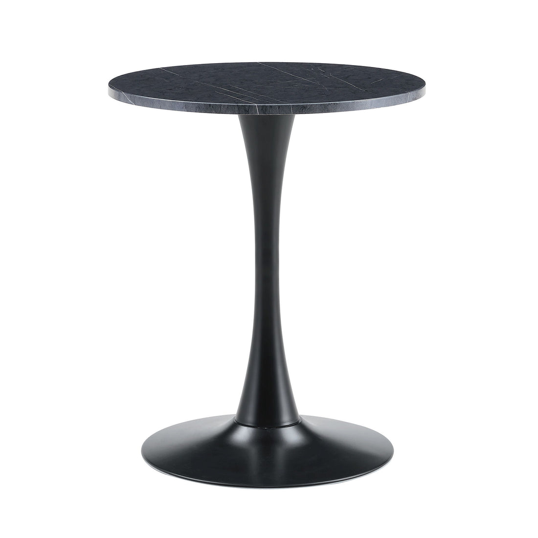 Round Dining Table With Faux Marble Top And Metal Pedestal +, 23.6" Diameter For Kitchen, Living Room, Small Spaces
