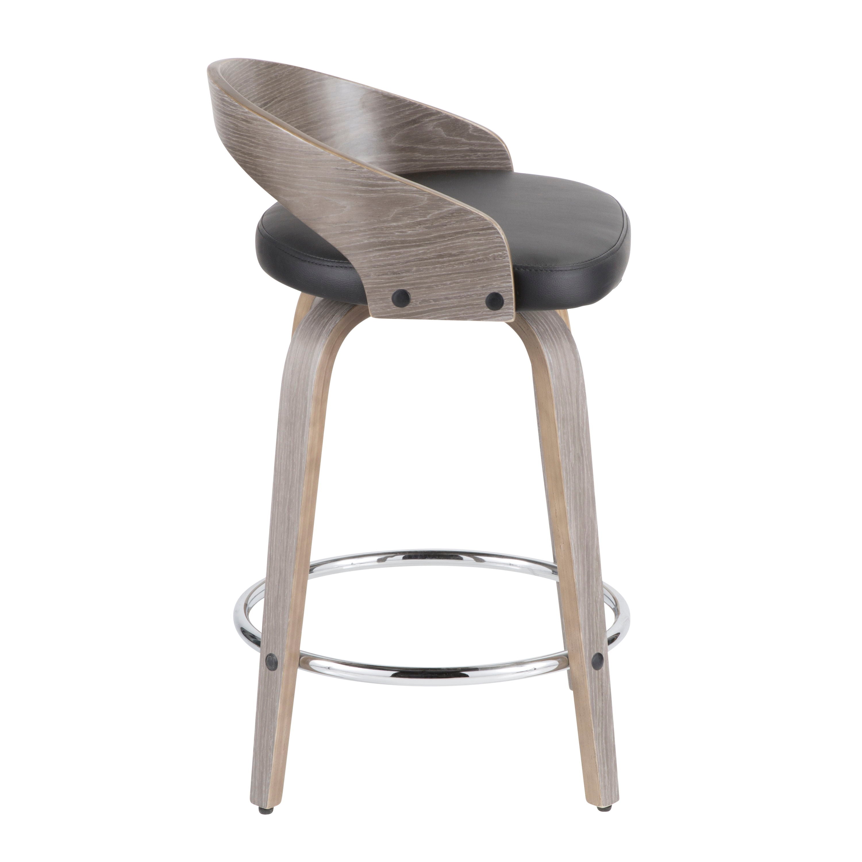 Grotto - Contemporary Fixed Height Counter Stool &amp; Swivel With Round Footrest (Set of 2)
