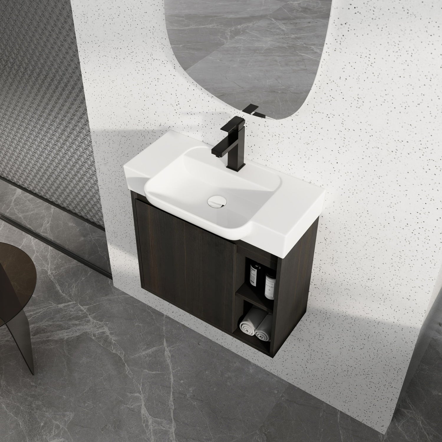 Wall Mounted Bathroom Vanity With Sink, Soft Close Door
