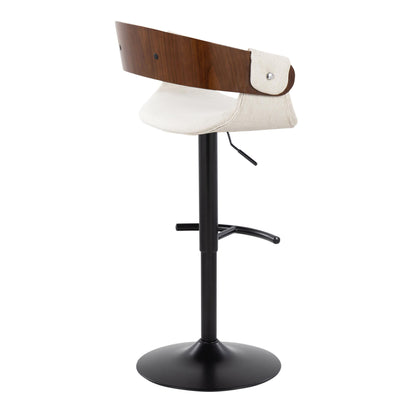 Elisa - Mid Century Modern Adjustable Barstool With Swivel &amp; Rounded T Footrest (Set of 2)