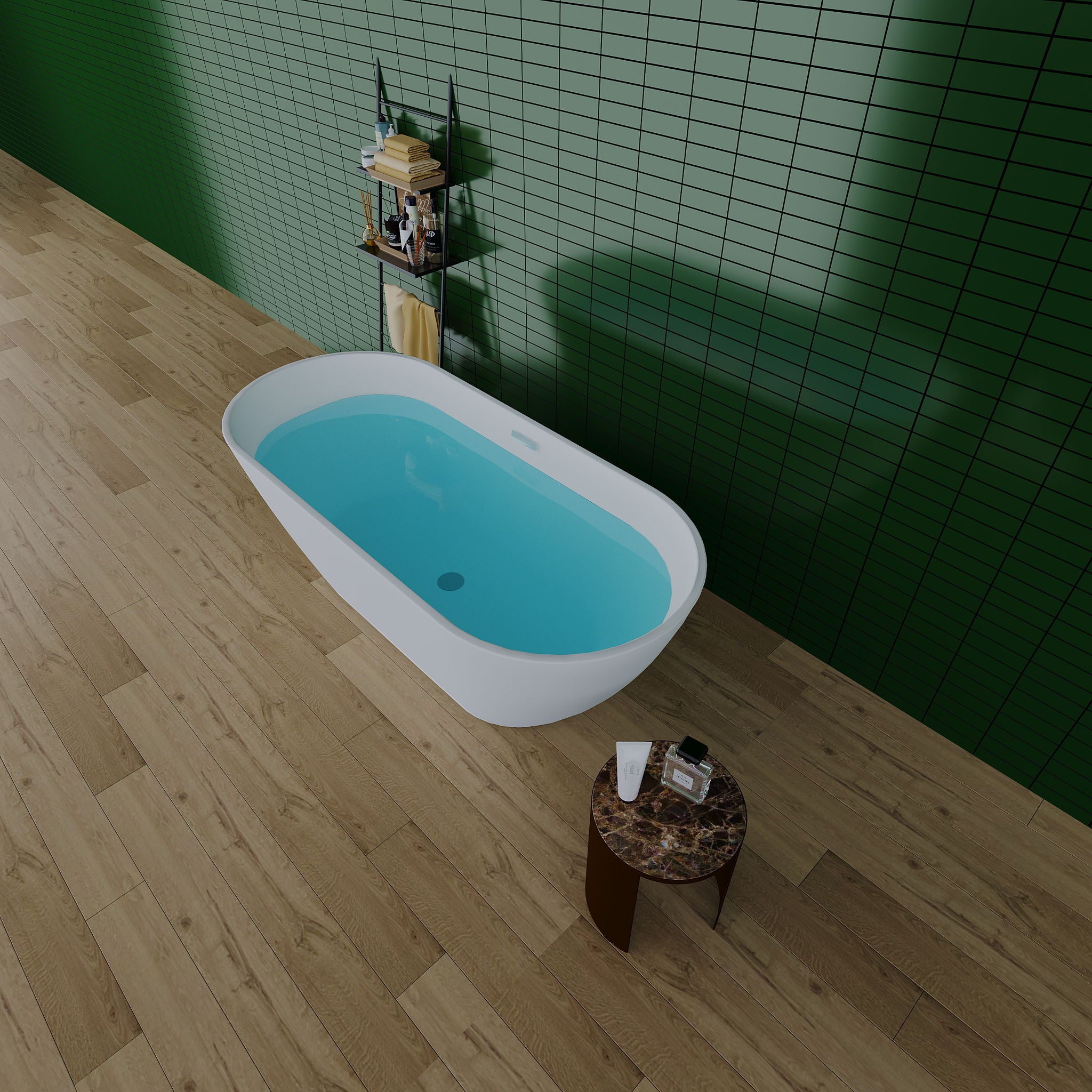 63&quot; Shiny Acrylic Freestanding Soaking Bathtub With Chrome Overflow And Drain, Cupc Certified 22A09-63 - White