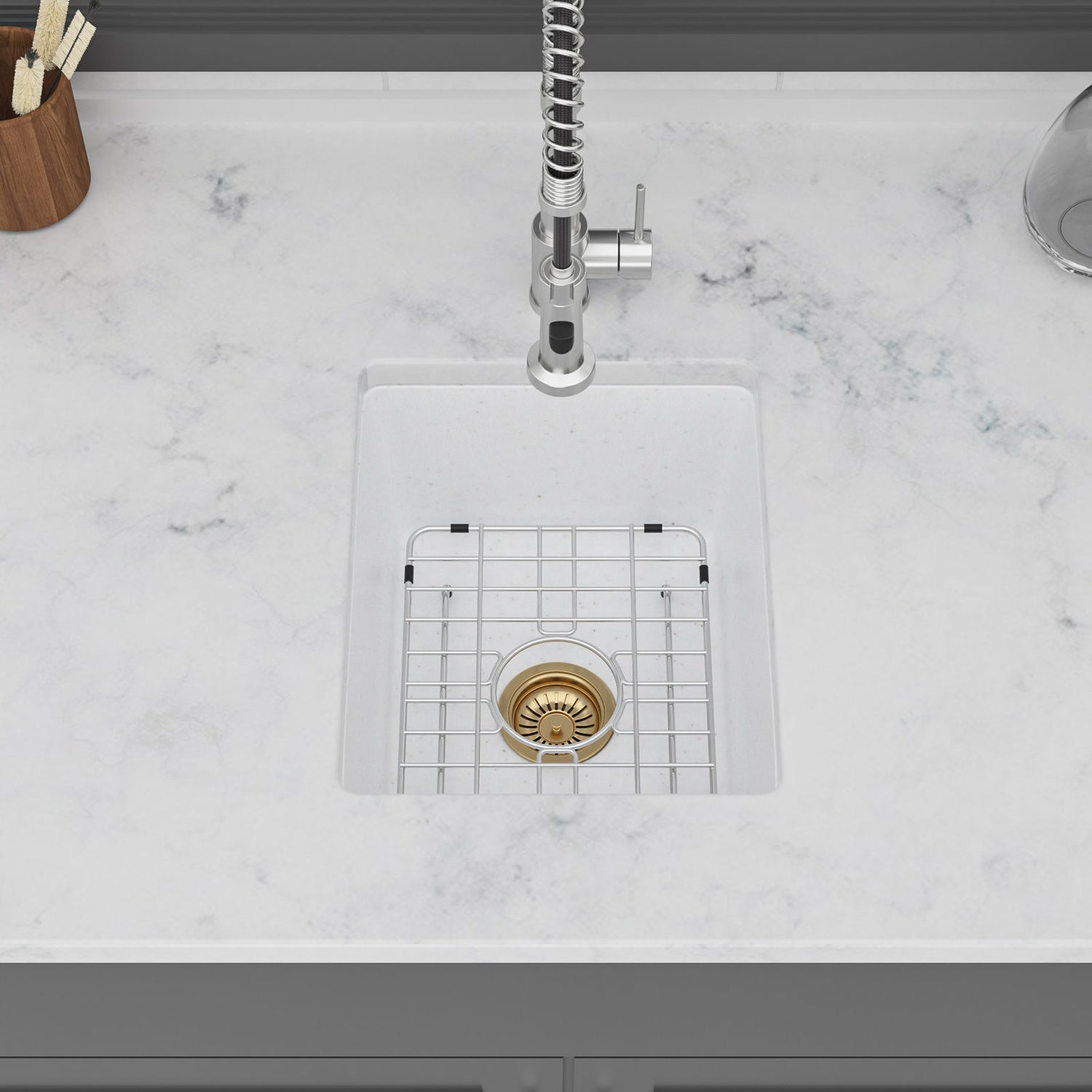 Quartz Composite Undermount Single Bowl Kitchen Sink