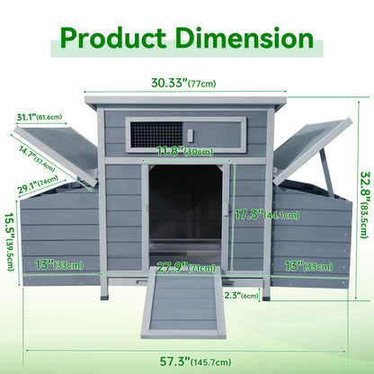 Large Chicken Coop Outdoor Hen House &amp; Dual Nesting Boxes