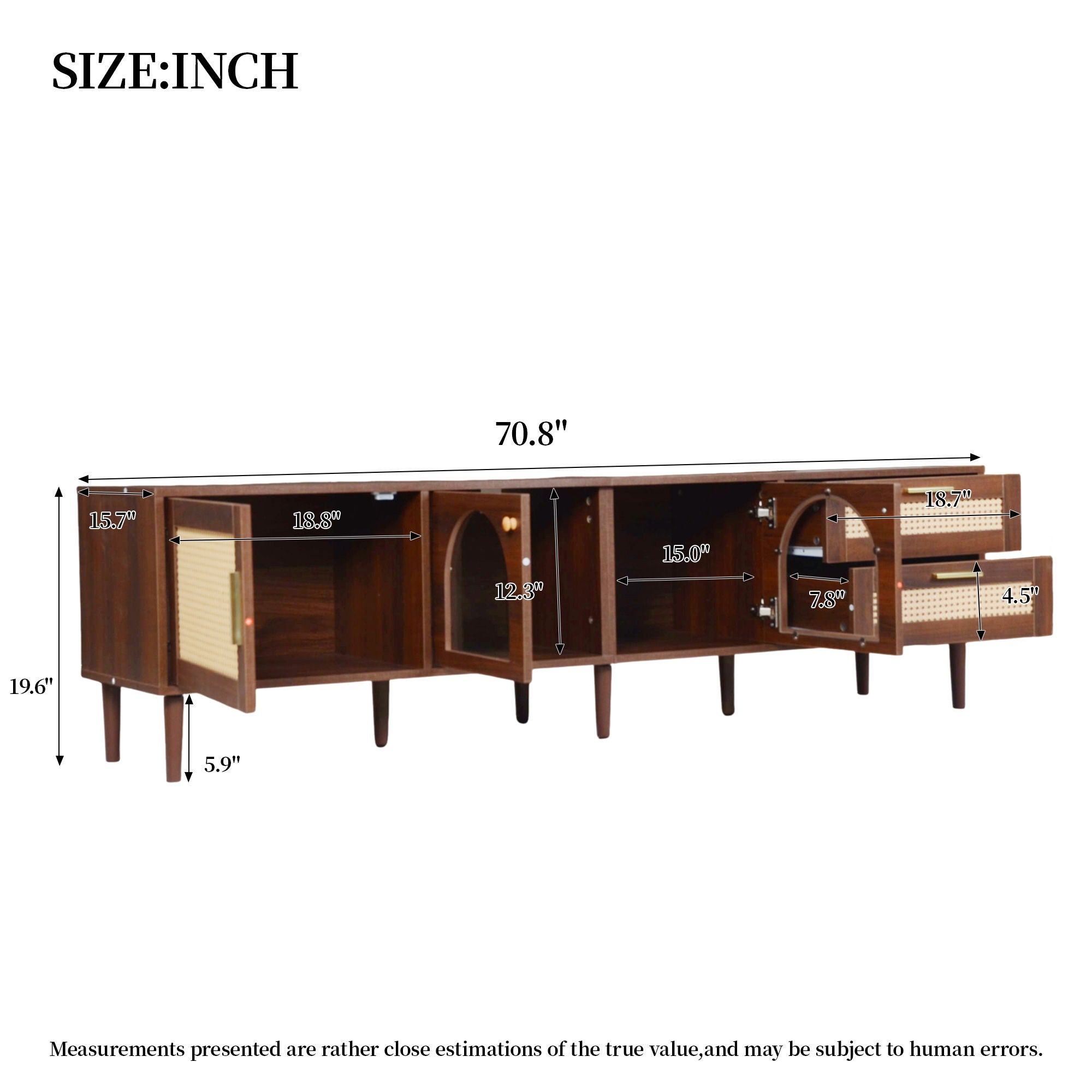 TV Stand With App-Controlled LED Lights, 2 Drawers &amp; Door Storage