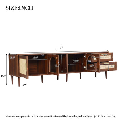TV Stand With App-Controlled LED Lights, 2 Drawers &amp; Door Storage