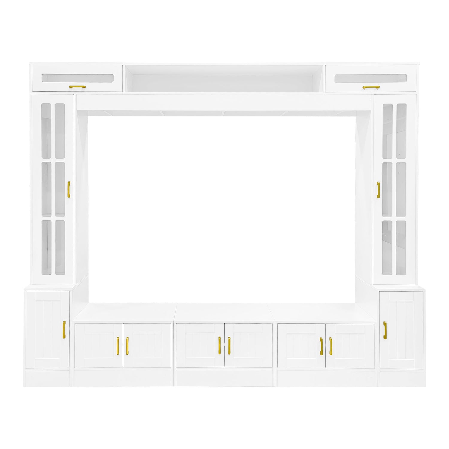 Wall Unit Entertainment Center With Bookshelves For TVs Up To 80"