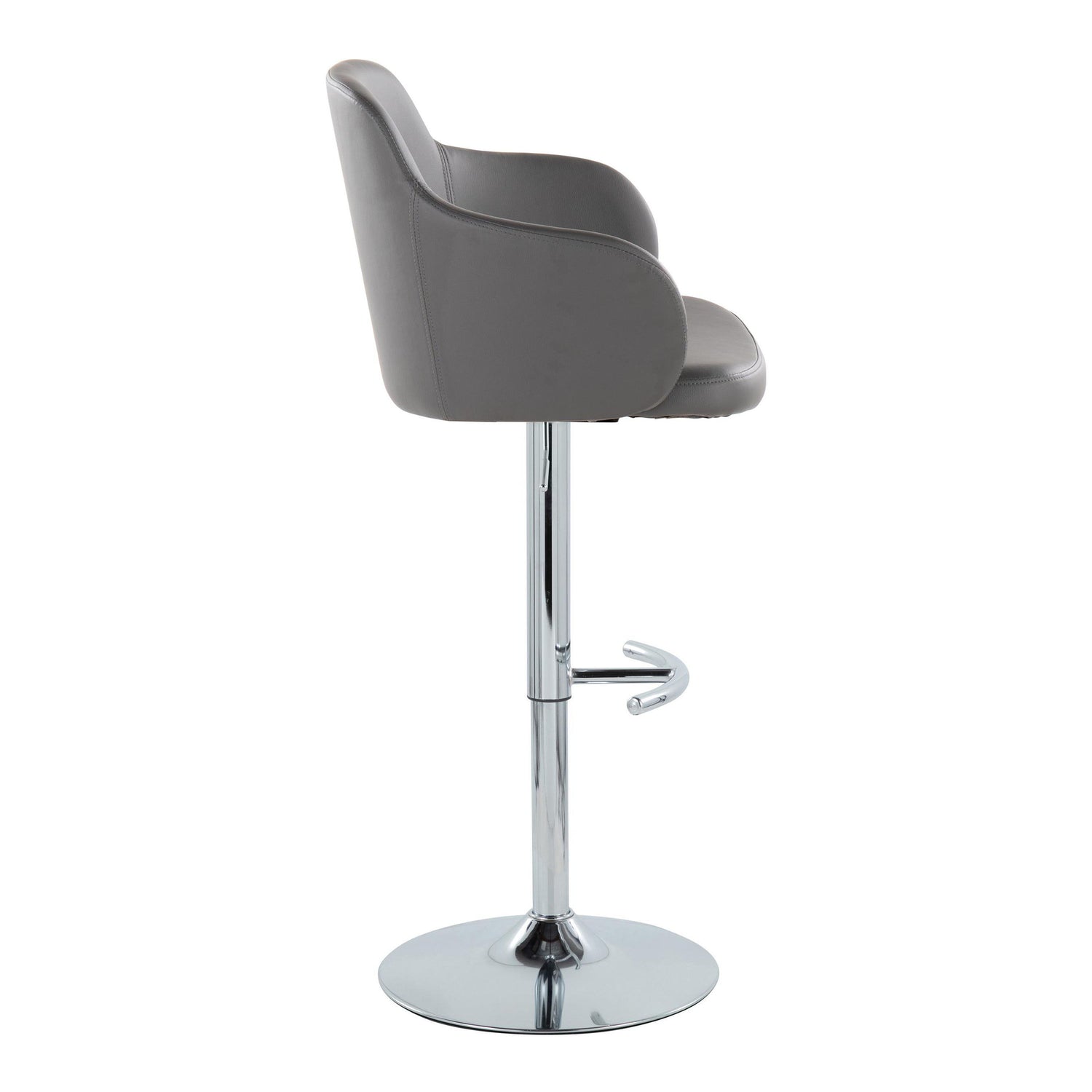 Boyne - Contemporary Adjustable Barstool With Swivel &amp; Rounded T Footrest (Set of 2)