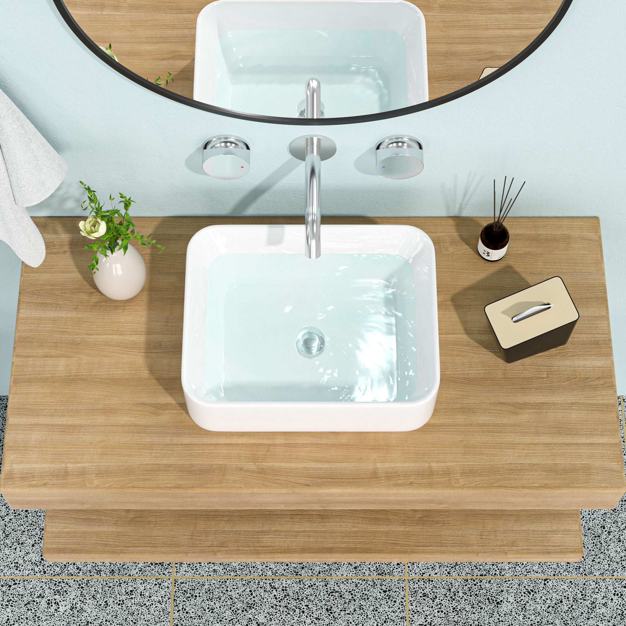 Modern European Design Ceramic Rectangular Vessel Bathroom Sink