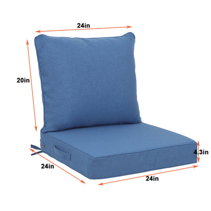 Outdoor Deep Seat Cushion Set Waterproof Fade Resistant Patio Furniture Cushions, Removable Covers, Adjustable Straps &amp; Handles - Navy Blue