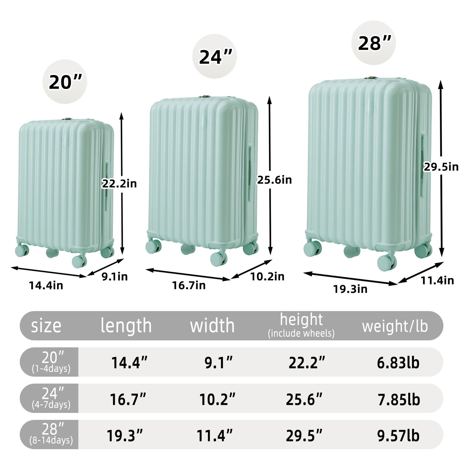 20" / 24" / 28" 3 Pieces / Set Spinner Wheel Luggage, Carry On Suitcase, With Cup Holder &amp; USB Port &amp; Phone Holder