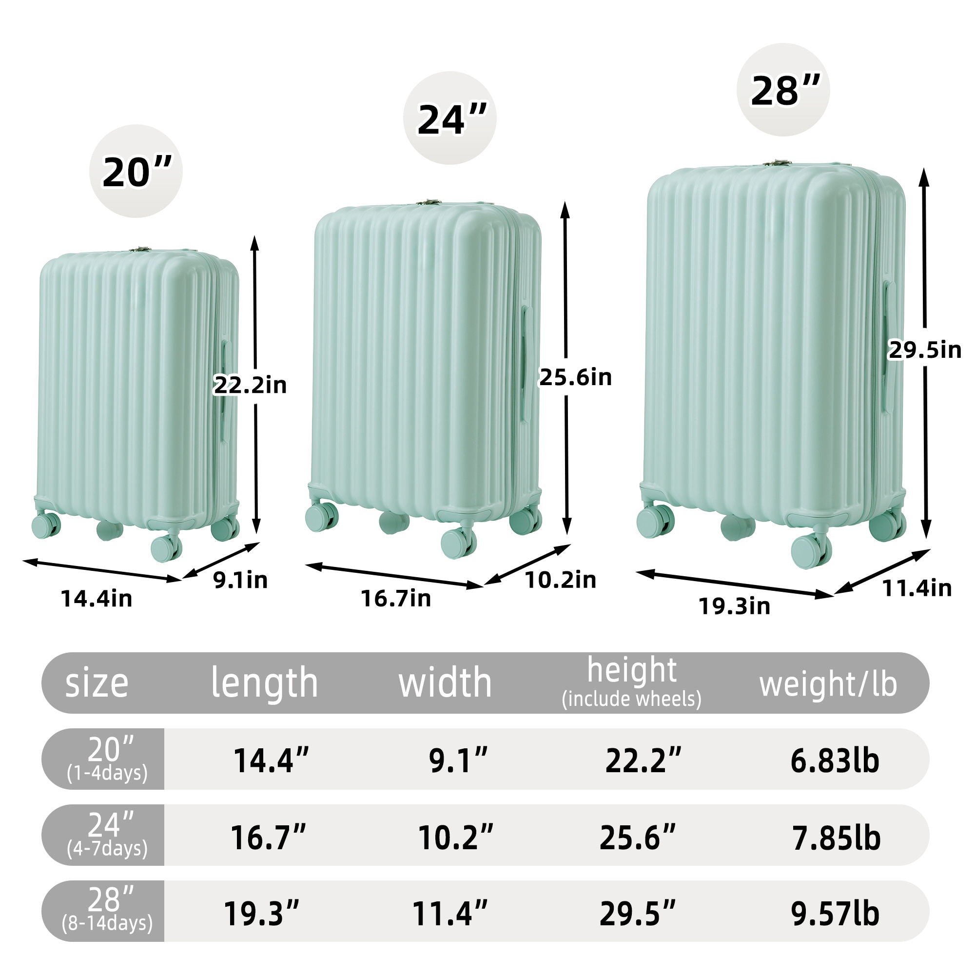 20" / 24" / 28" 3 Pieces / Set Spinner Wheel Luggage, Carry On Suitcase, With Cup Holder &amp; USB Port &amp; Phone Holder