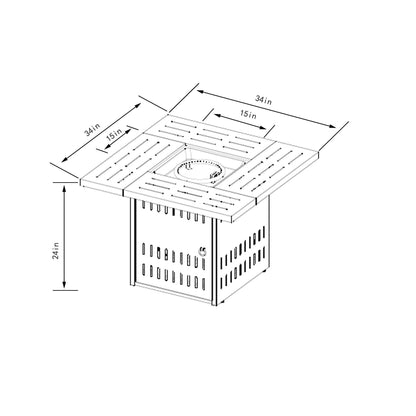 34&quot; Propane Gas Fire Pit Table, 50000 Btu Rectangular Steel Fire Pit For Outside Patio Deck Garden Courtyard - Black