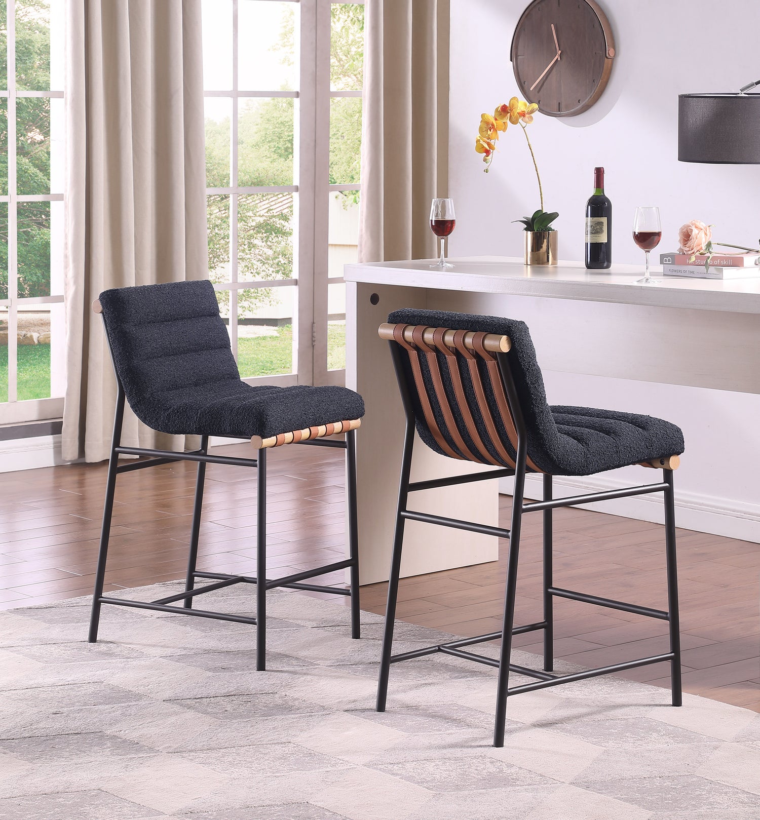 Lahni - 17&quot; Boucle Fabric Counter Height Chair