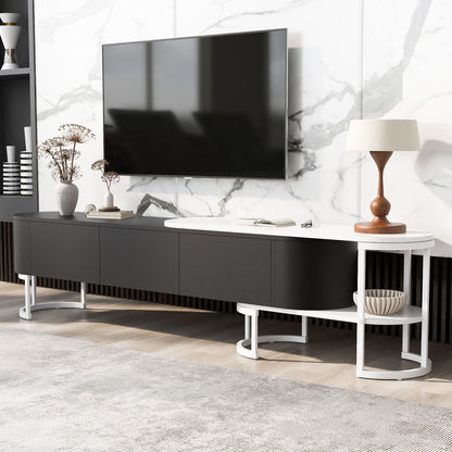 Modern Extendable TV Stand For TVs Up To 75&quot;, Entertainment Center Media Console With 3 Drawers, Metal Adjustable Legs For Living Room