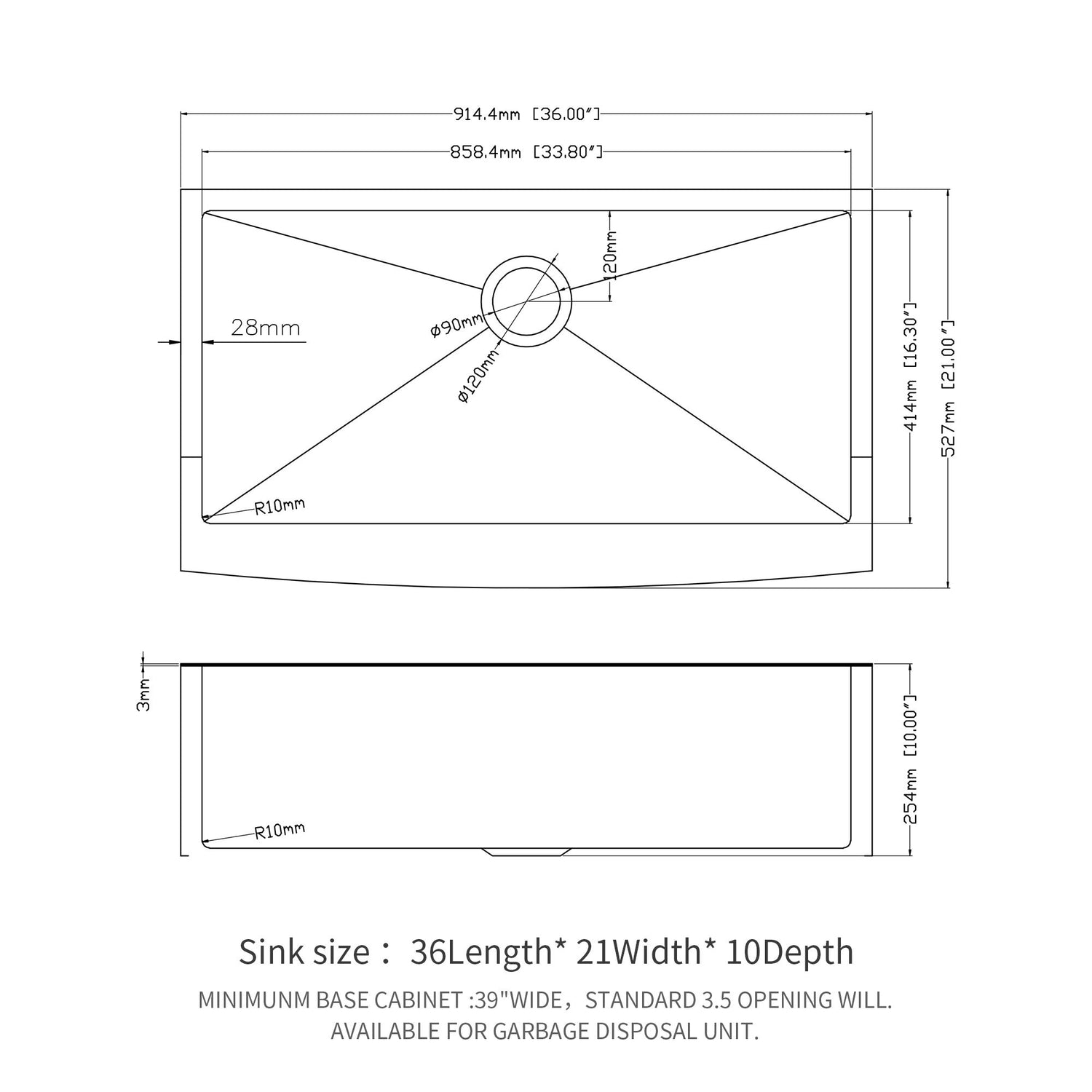 Farmhouse Kitchen Sink, Stainless Steel, Apron Front