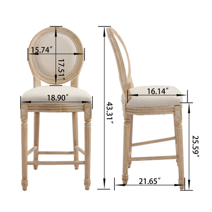 French Country Bar Chairs &amp; Round Back (Set of 2)