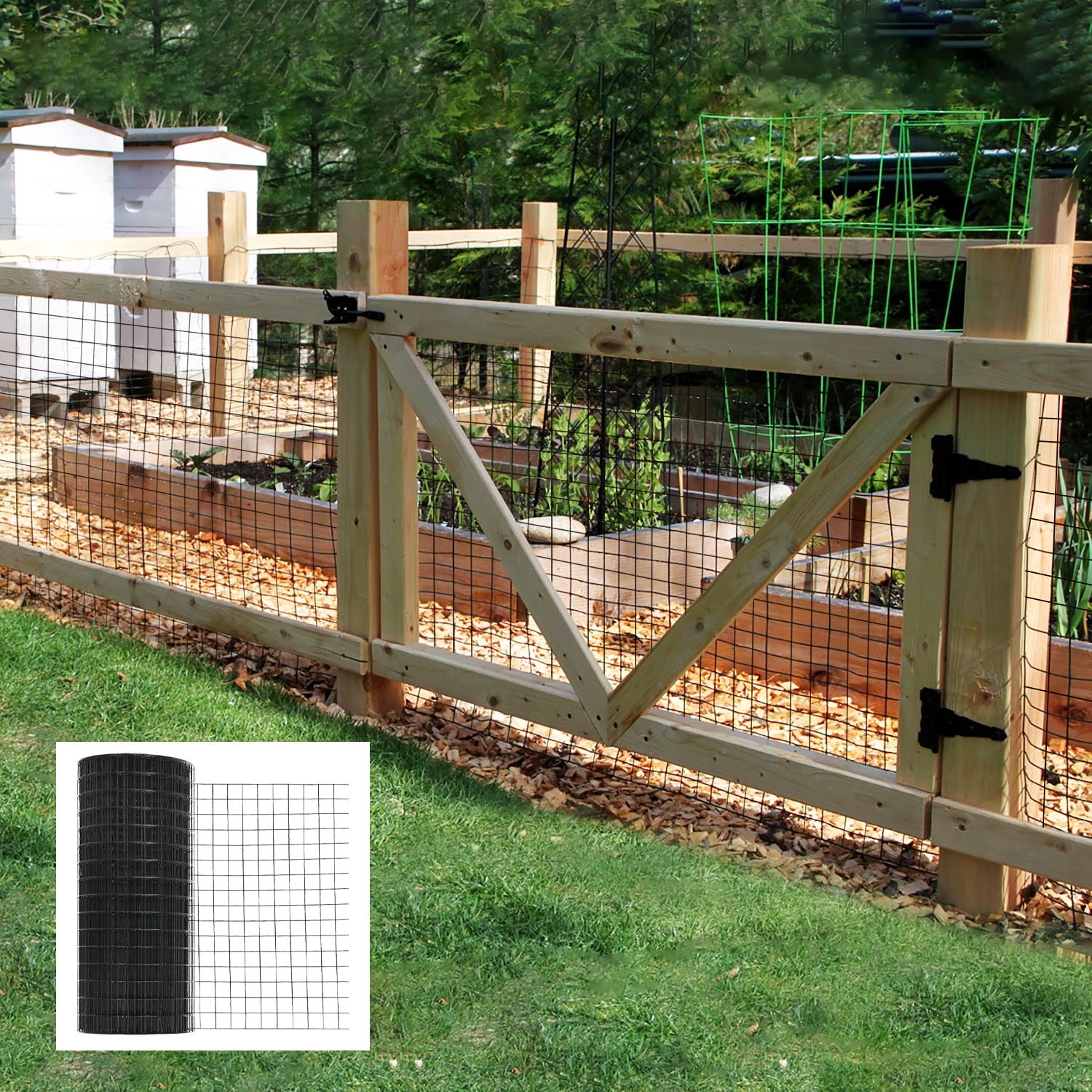 Vinyl Coated Hardware Cloth, Welded Wire Fence For Poultry &amp; Home Improvement - Black