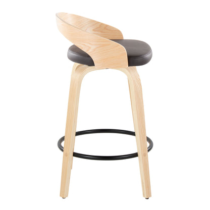 Grotto - Mid-Century Modern Fixed Height Counter Stool Swivel &amp;h Round Footrest