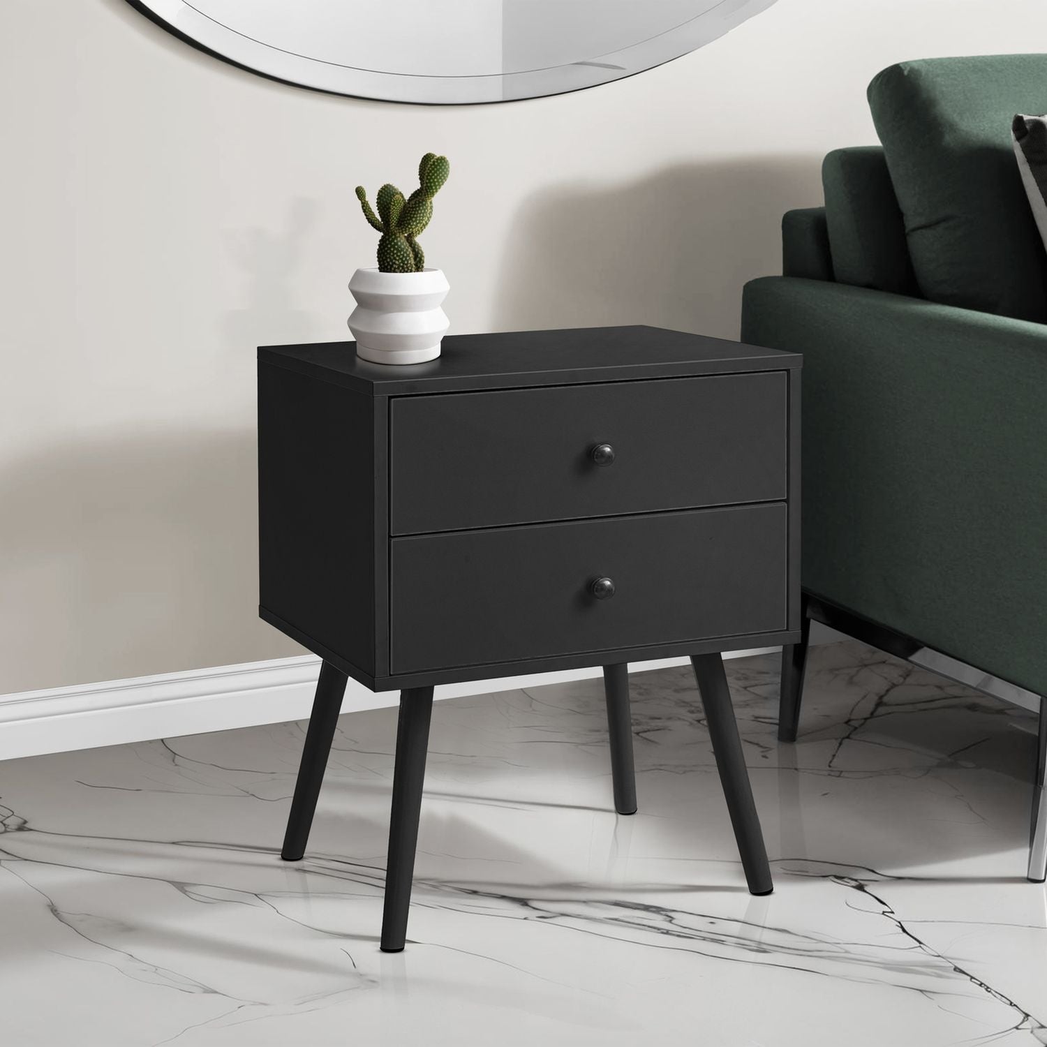 Accent Table &amp; Storage Drawers - Black