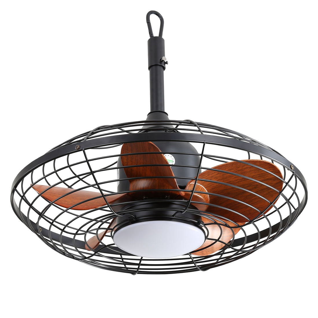 20&quot; Downrod Mount Ceiling Fan LED 18W 3 Cct 5 ABS Blades DC Motor With Hanging And Hook For Outside Patios Pergola - Black