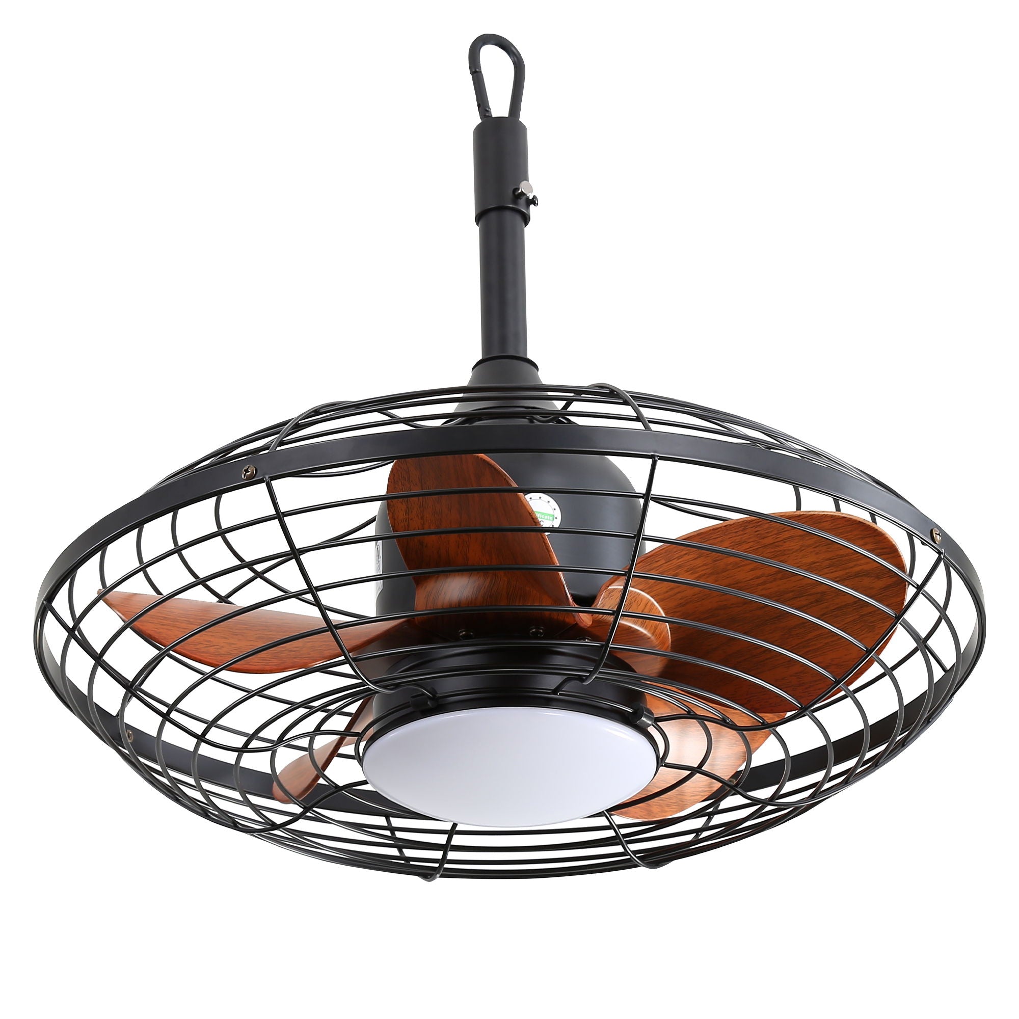 20&quot; Downrod Mount Ceiling Fan LED 18W 3 Cct 5 ABS Blades DC Motor With Hanging And Hook For Outside Patios Pergola - Black