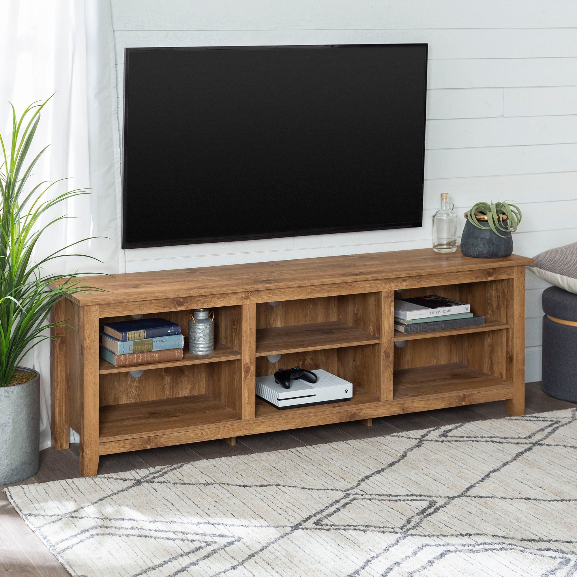 Modern Transitional 3 Shelf Open Storage 70&quot; TV Stand For 80&quot; TVs