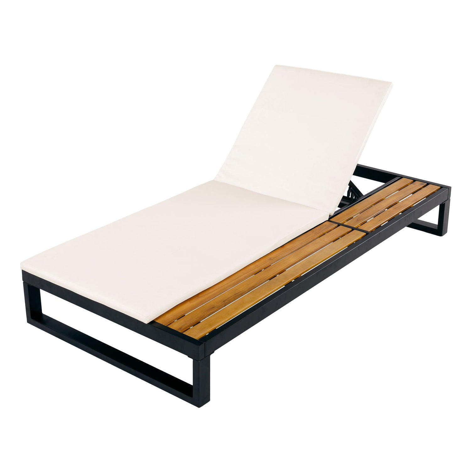Chaise Lounge Set, 5 Position Adjustable, Flat Side Surface Storage