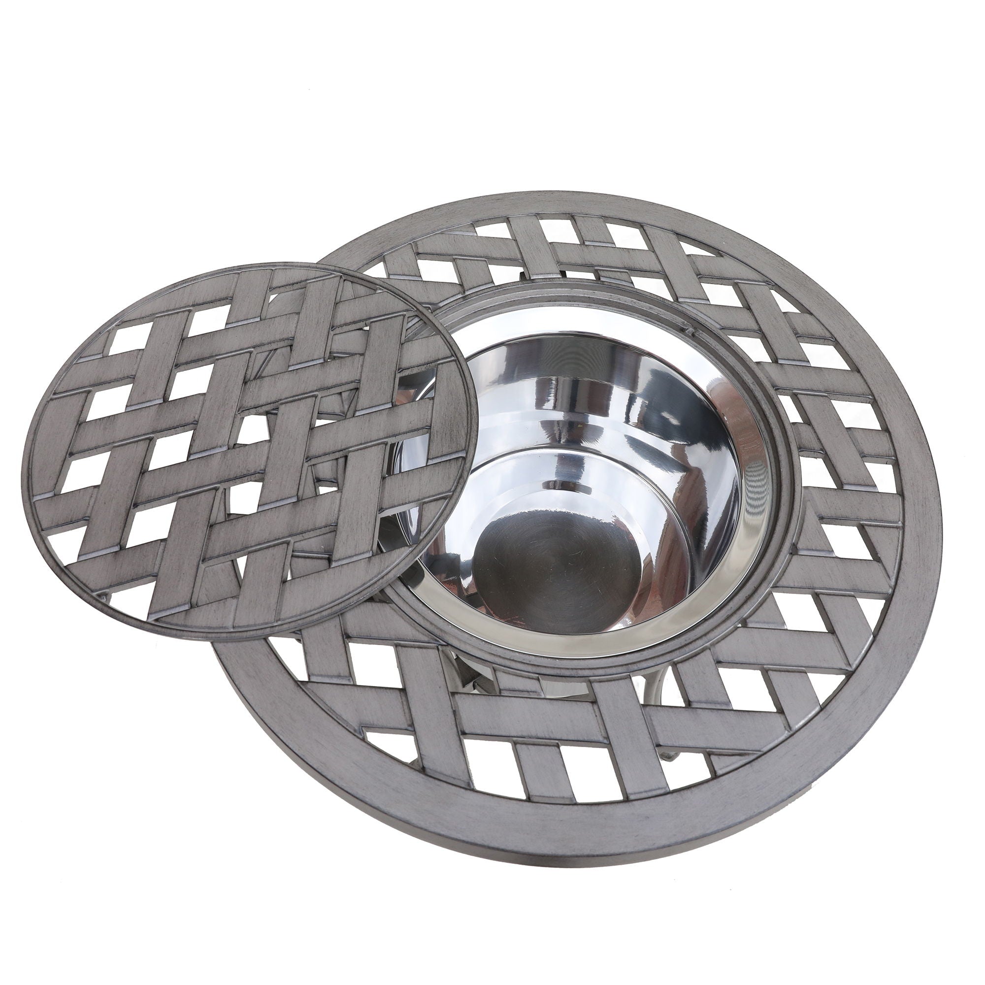 21&quot; Cast Aluminum Round Table With Ice Bucket