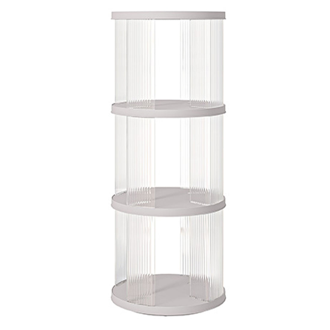 360° Rotating Bookshelf, Small Corner Bookcase, 3 Tier Floor Standing Organizer, Round - Cream White