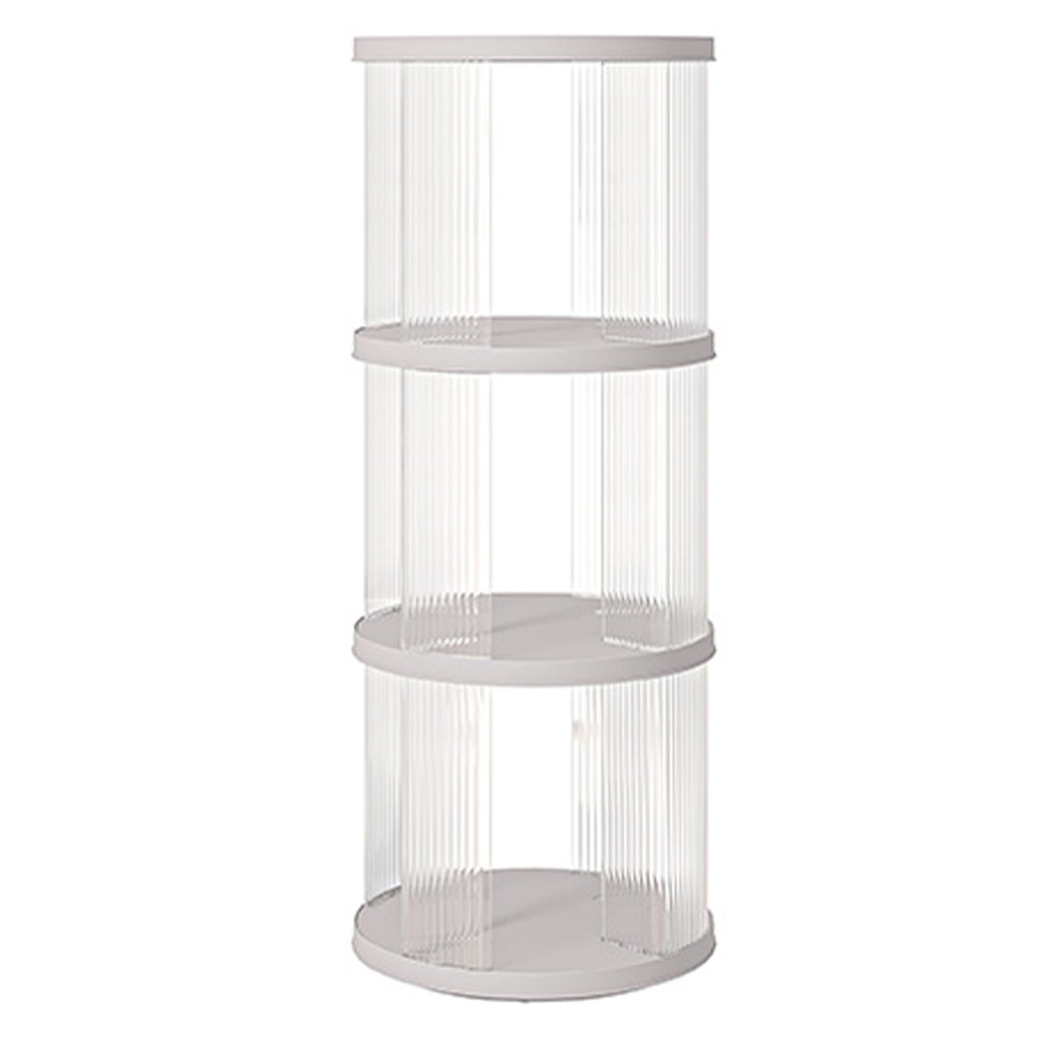 360° Rotating Bookshelf, Small Corner Bookcase, 3 Tier Floor Standing Organizer, Round - Cream White