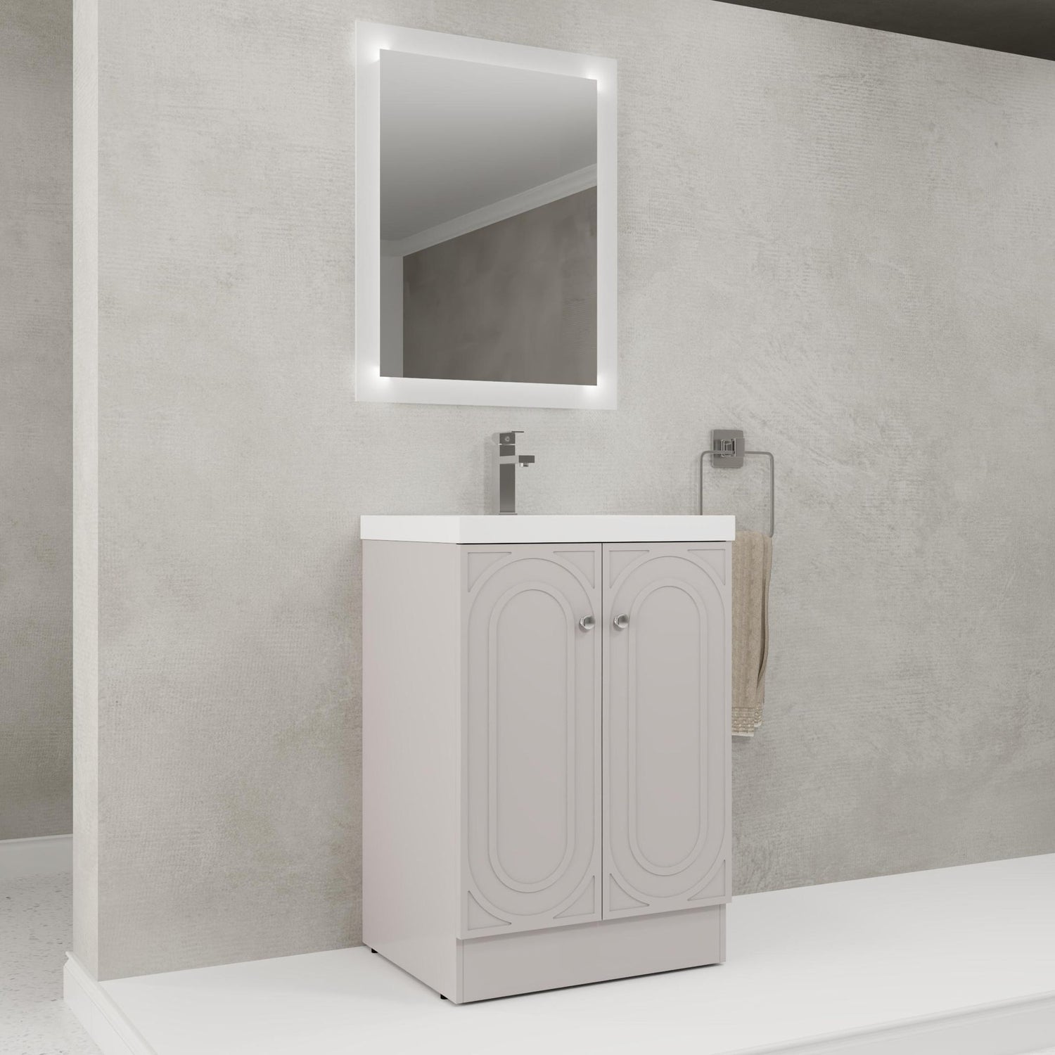 Contemporary Freestanding Bathroom Vanity With Resin Sink &amp; Soft-Close Cabinet Doors