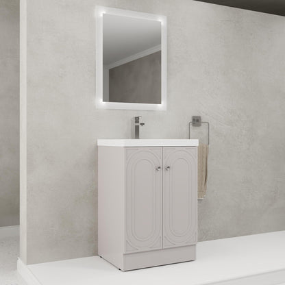 Contemporary Freestanding Bathroom Vanity With Resin Sink &amp; Soft-Close Cabinet Doors