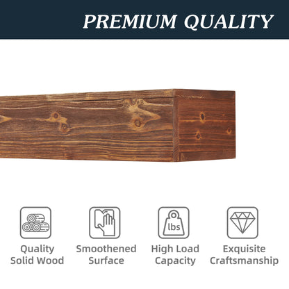Rustic Wood Fireplace Mantel, Wall-Mounted &amp; Floating Shelf For Home Decor