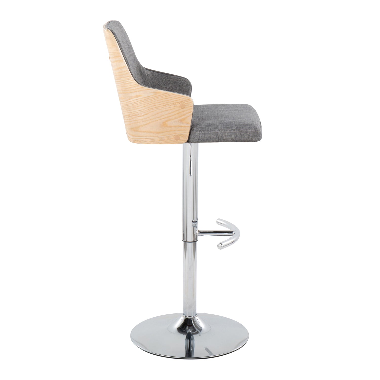 Stella - Contemporary Adjustable Barstool Stool With Swivel &amp; Rounded T Footrest (Set of 2)