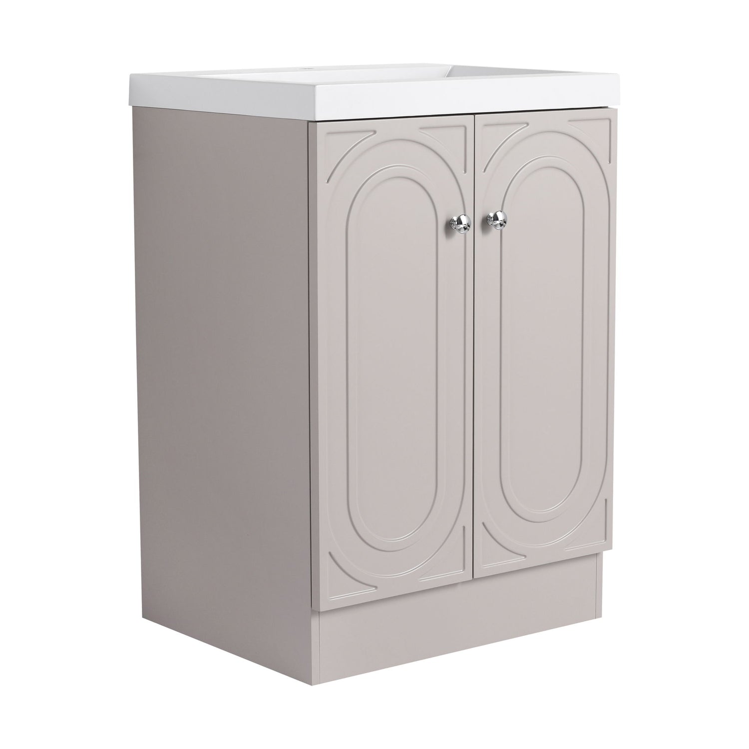Contemporary Freestanding Bathroom Vanity With Resin Sink &amp; Soft-Close Cabinet Doors