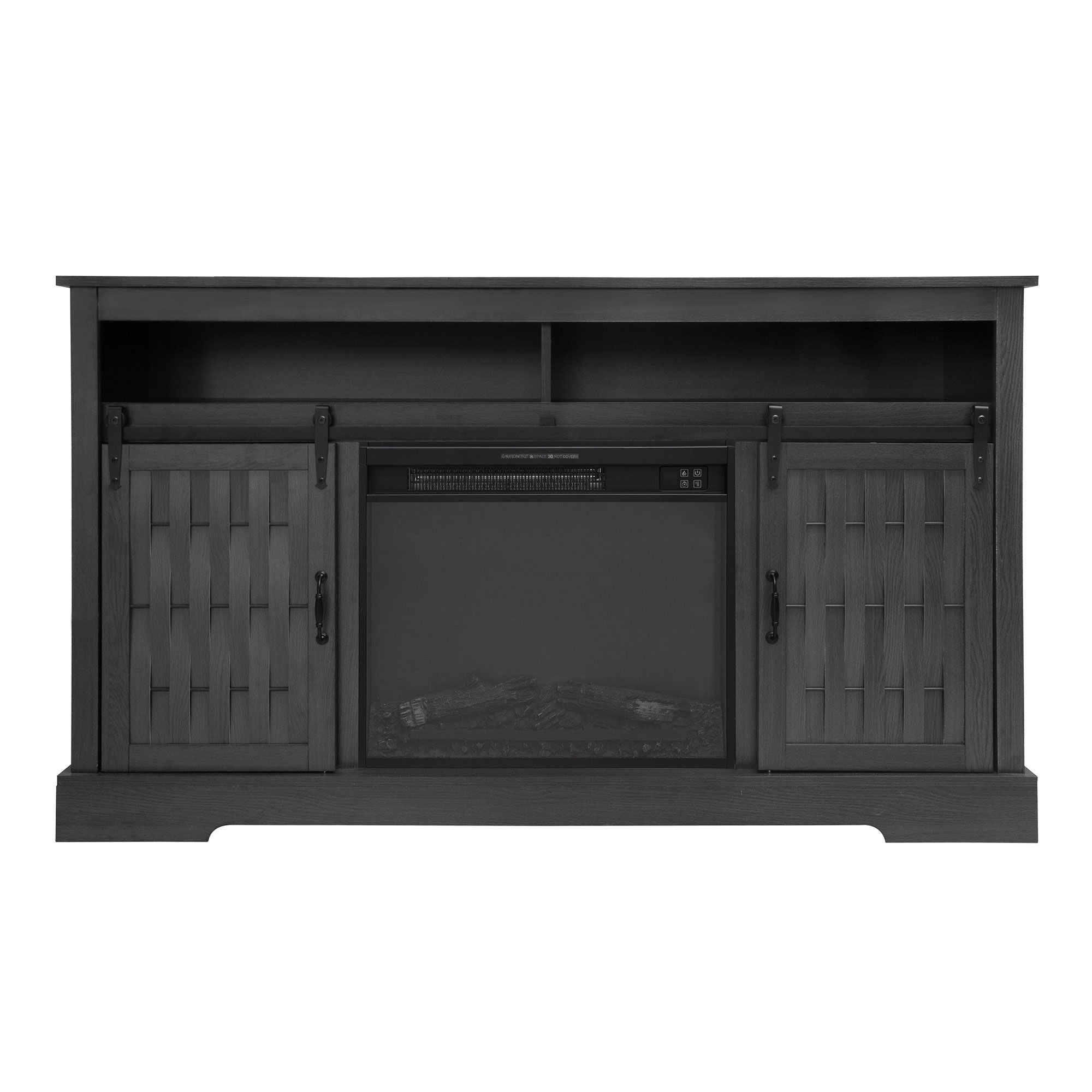 Fireplace TV Stand For Tvs Up To 65&quot;, Entertainment Center With 23&quot; Electric Fireplace, Farmhouse TV Stand Industrial Media Console With Sliding Barn Door For Living Room - Dark Gray