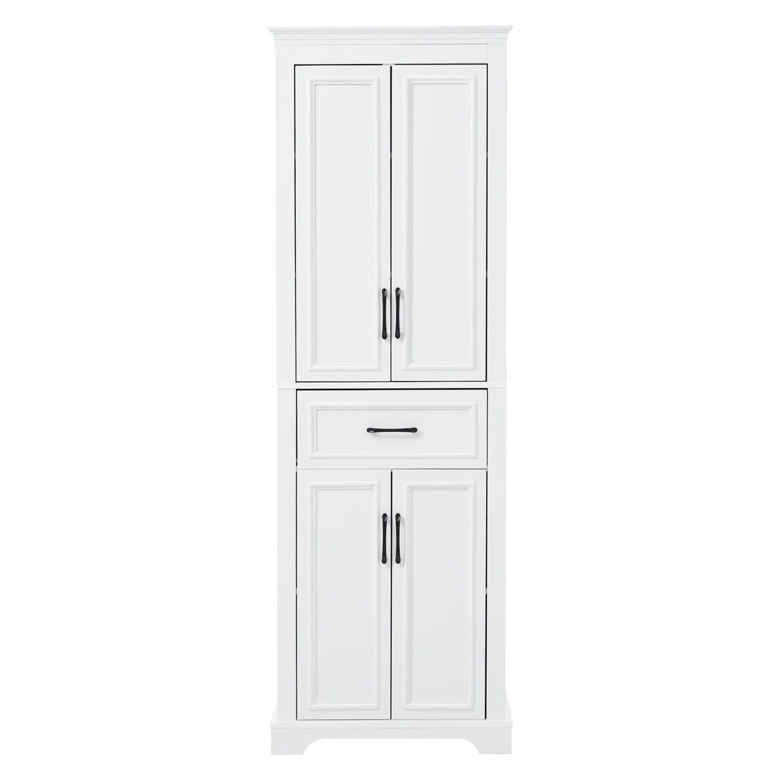 Freestanding Bathroom Vanity, Elegant Design With 4 Doors &amp; 1 Drawer, Adjustable Shelves, Damping Hinges - White