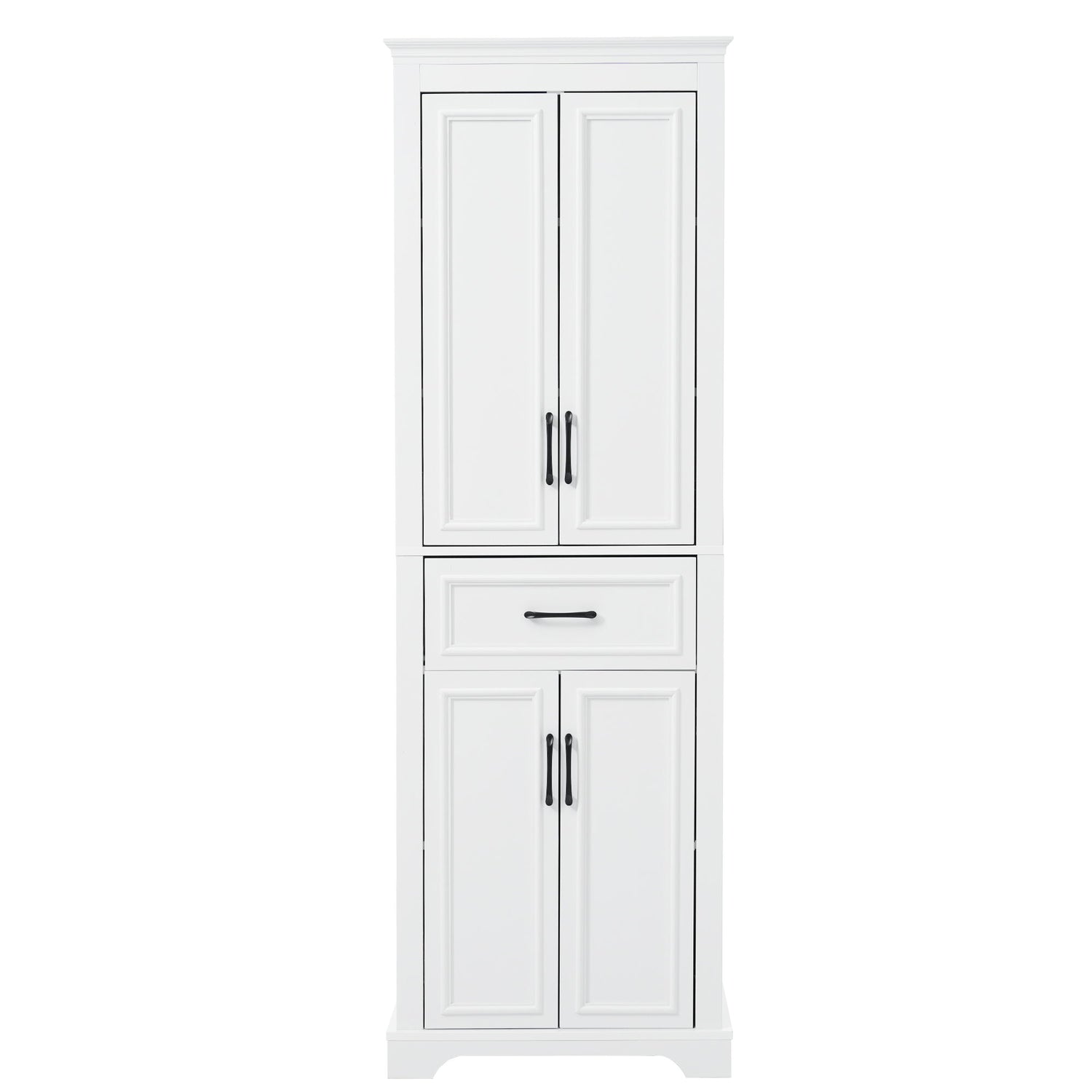 Freestanding Bathroom Vanity, Elegant Design With 4 Doors &amp; 1 Drawer, Adjustable Shelves, Damping Hinges - White