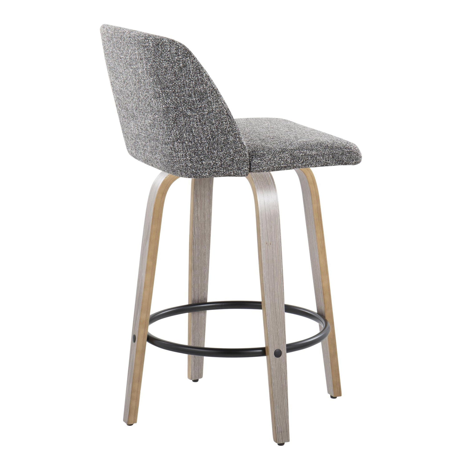 Toriano - Contemporary Fixed Height Counter Stool With Swivel &amp; Round Footrest (Set of 2)