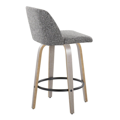 Toriano - Contemporary Fixed Height Counter Stool With Swivel &amp; Round Footrest (Set of 2)